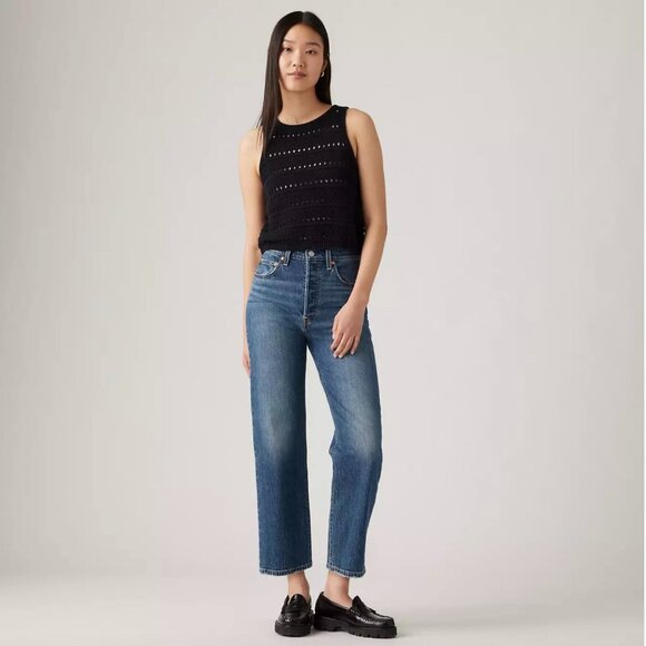 Levi's Ribcage Straight Ankle Women's On My Honor - Dark Wash Jeans - Picture 1 of 12